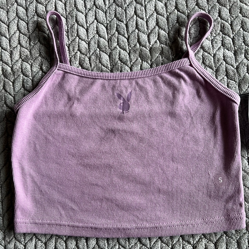Pacsun Playboy Ribbed Crop Tank Top (Purple/Lilac) Size Small